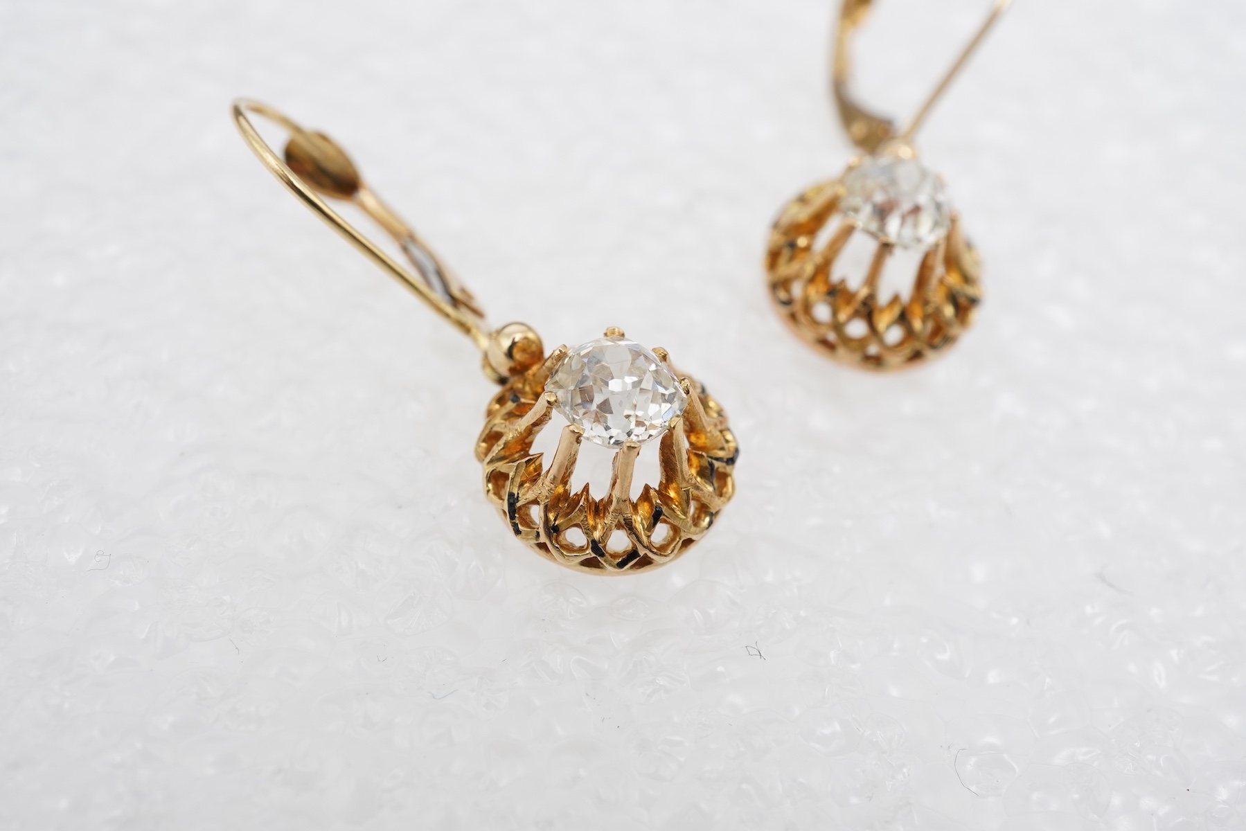 A pair of diamond earrings, late 19th century